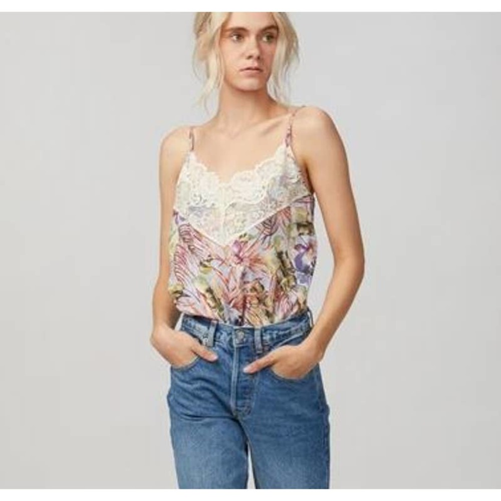 NWT Allen Schwartz Anabella Cami Tropical Leaf Print Top Size Medium